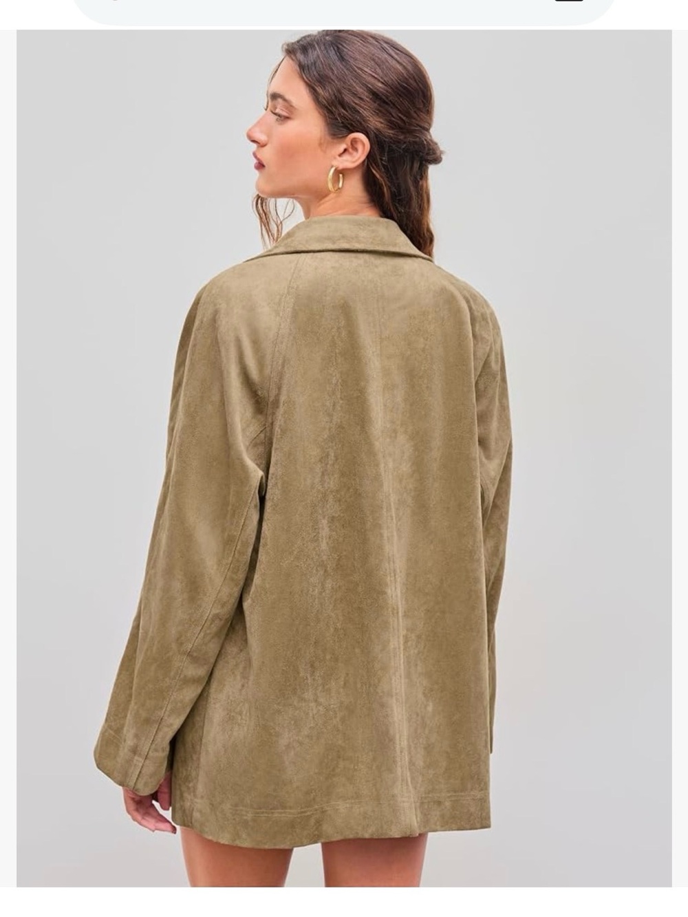 Tan Suede Button-Front Jacket - Picture 5 of 9